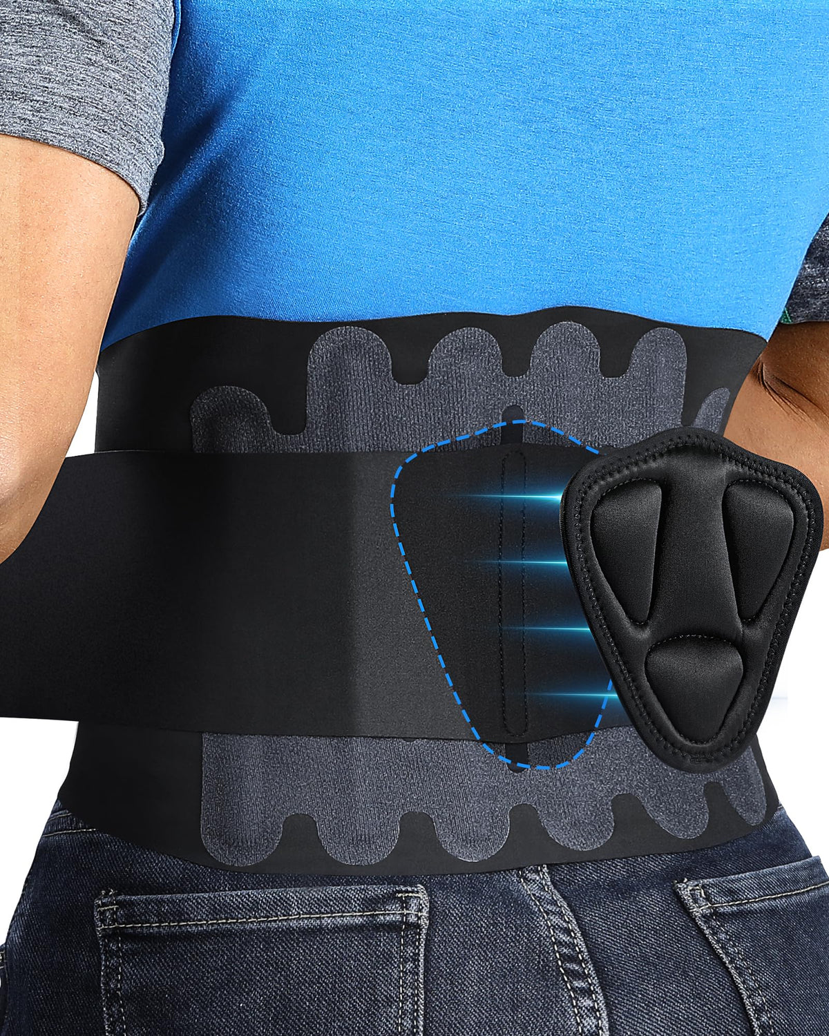 Fitomo 0.5mm Ultra Thin Back Brace for Women Men, 3D Lumbar Pad, Seamless Yoga Fabric, Lightweight Back Brace for Lower Back Pain Relief, Sciatica, Posture, Lifting, Wearg Under Clothes, Black, XL