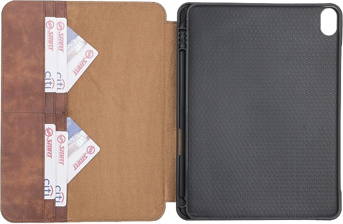 Genuine Leather Handmade iPad 10.2 Magnetic Closure Case with Separeted Compartments and Card Slots for Women &amp Men (8th Gen 2020) (7th Gen 2019) (Black)