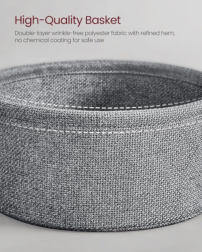 VASAGLE LILEA Collection - Side Table with Charging Station, Round End Table with Fabric Basket, Nightstand with USB Ports, for Living Room, Bedroom, Modern, Dove Gray and Slate Gray ULET228G01