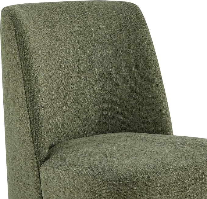 CHITA Upholstered Rolling Dining Chair on Casters Set of 4, FSC Certified Modern Fabric Dining Chair with Casters, Boucle Dining Chairs for Reading Room Kitchen Dining Room, Moss Green