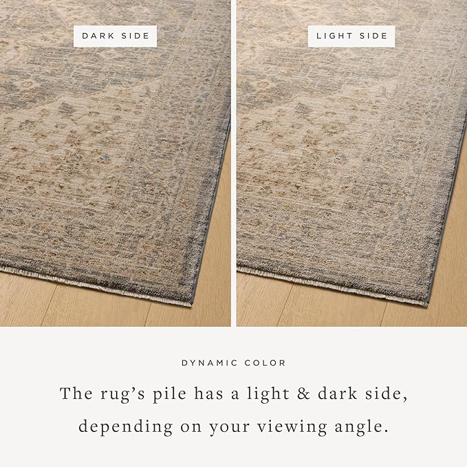 Loloi Magnolia Home by Joanna Gaines Junie Collection JUE-05 Denim/Natural 7'-10" x 7'-10", .38" Pile Height, Round Area Rug