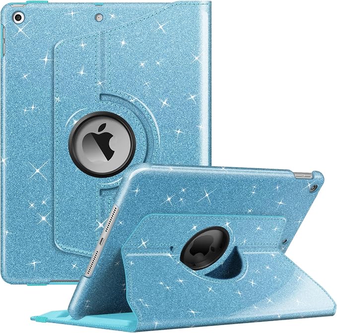Fintie 360° Rotating Case for iPad 9th / 8th / 7th Generation 10.2 Inch | Swivel Stand Portrait &amp Landscape Viewing Shockproof Cover with Pencil Holder Auto Wake/Sleep Aqua Wave