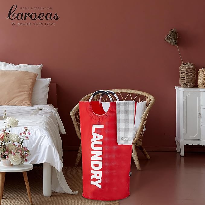 Caroeas 90L Laundry Basket (13 Colors), Waterproof Laundry Hamper, Laundry Bag with Padded Handles, Clothes Hamper Stands Up Well, Collapsible Laundry Basket Easy Storage