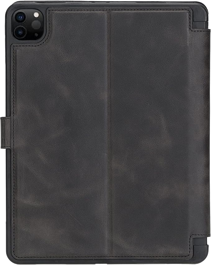 Genuine Leather Handmade iPad 10.2 Magnetic Closure Case with Separeted Compartments and Card Slots for Women &amp Men (8th Gen 2020) (7th Gen 2019) (Black)