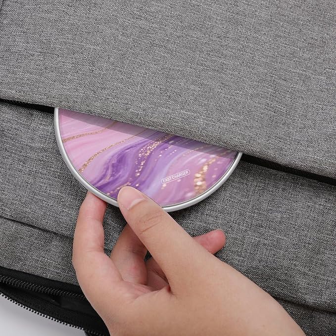 Pink Purple Marble Wireless Charger with USB CableAluminum Alloy Frame 10W Max Compatible Fast Wireless Charging Pad- 3.2ft Cable Included for Travel Home Office Desk