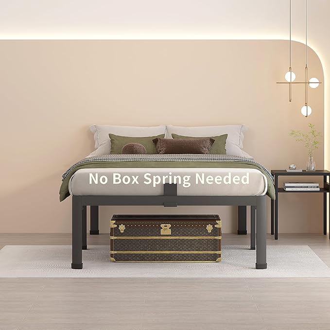 MAF 12 Inch Twin Metal Platform Bed Frame with Round Corner Legs, Mattress Slide Stopper, 3000 LBS Heavy Duty Steel Slats Support, No Box Spring Needed, Noise Free