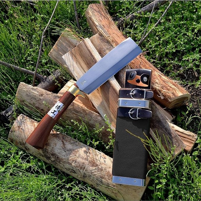KAKURI Japanese NATA Tool Knife 6.5" Made in Japan, Bushcraft Hatchet Axe with Sheath for Camping, Outdoor, Campfire, Gardening