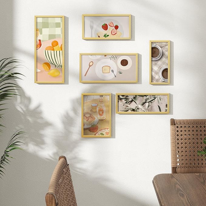 6x12 Metal Picture Frame - Gold Aluminum Picture Frames with Real Glass, Wall Mounting Horizontally or Vertically, Simple and Elegant Decor for Wall Gallery Poster Photo 12x6 Frames, Gold