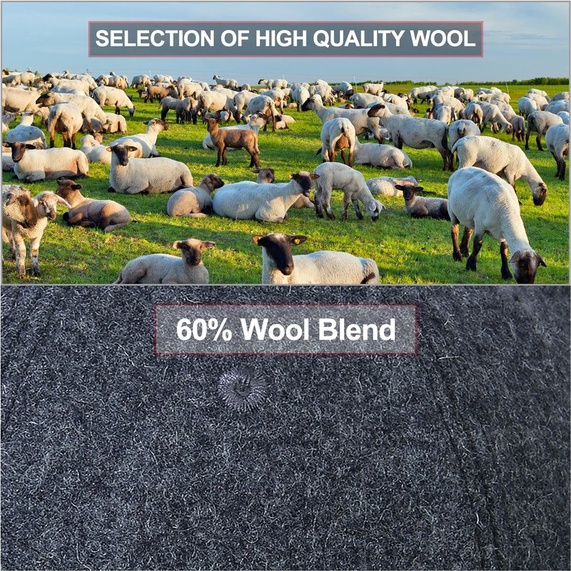 GADIEMKENSD Winter Baseball Caps 60% Wool Warm for Mens Gray