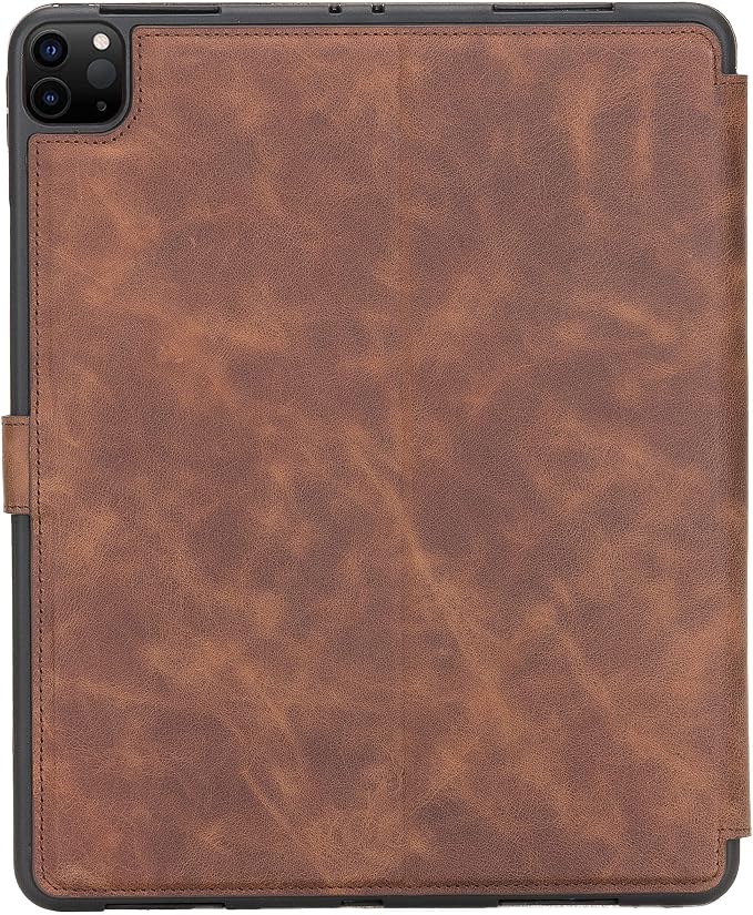Genuine Leather Handmade iPad 10.2 Magnetic Closure Case with Separeted Compartments and Card Slots for Women &amp Men (8th Gen 2020) (7th Gen 2019) (Black)