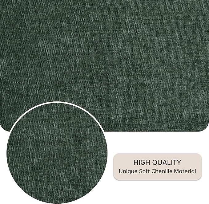 VKNOW Upholstered Dining Chairs Set of 2, Modern Dining Room Chairs, Linen Kitchen Chair Dinner Chair with Black Metal Base for Kitchen Office, Green-Unstriped