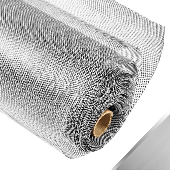 304 Stainless Steel Mesh Window Screen Roll, 47IN x 10FT Silver Metal Window