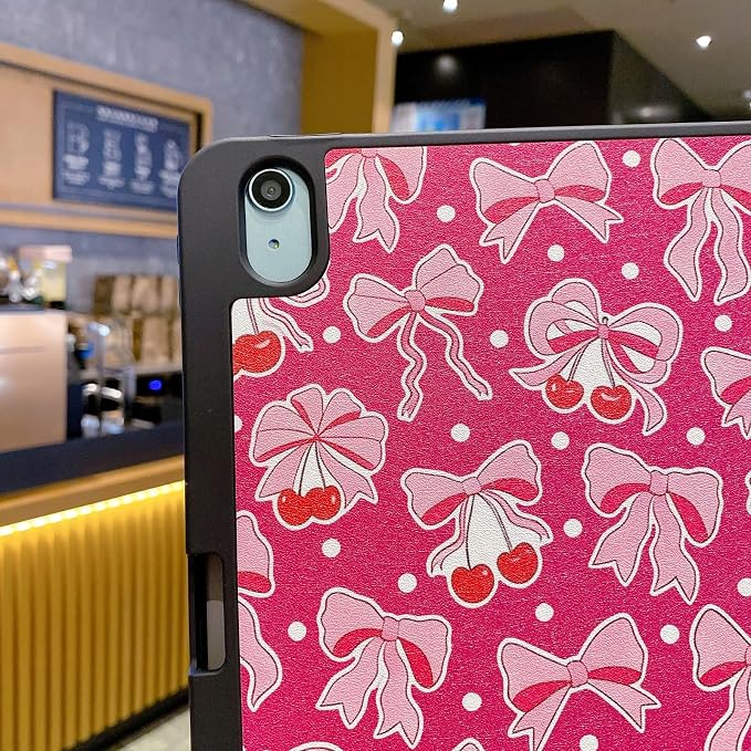Tablet Case for iPad 11th A16 Generation 11 Inch 2025 / iPad 10th Generation 10.9 Inch 2022 Trifold Stand Smart Protective Cover Soft TPU Back Auto Wake &amp Sleep(Hot Pink Bow)