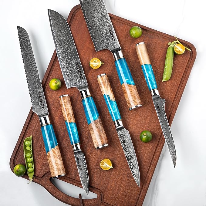 Seido Executive 16-Piece VG-10 Damascus Knife Block Set, Acacia Block