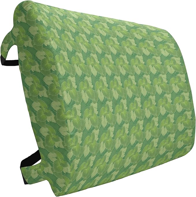 Ambesonne Green Lumbar Back Support Pillow, Abstract Hosta Plants Forest Growth Leaves Ecology Jungle Theme, High Density Foam for Office Chairs Car Seats, 14" x 13", Fern Lime and Pale Green