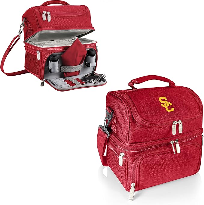 PICNIC TIME NCAA Nebraska Cornhuskers Pranzo Lunch Bag - Insulated Lunch Box with Picnic Set - Lunch Cooler Bag