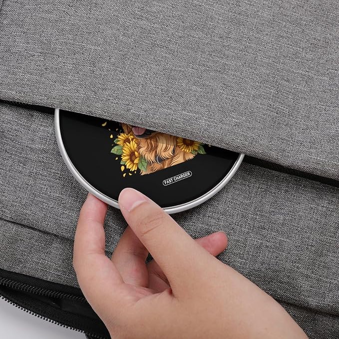 Retriever Dog Sunflower Wireless Charger SlimWireless Charging Pad Anti-Slip Charger Mat for Men Women