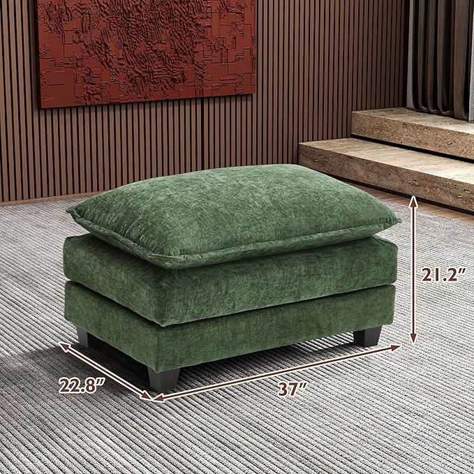 Ihanherry Ottoman for Modular Sectional Cloud Couch, Chenille Deep Seat Sofa for Living Room, Bedroom and Apartment, Green