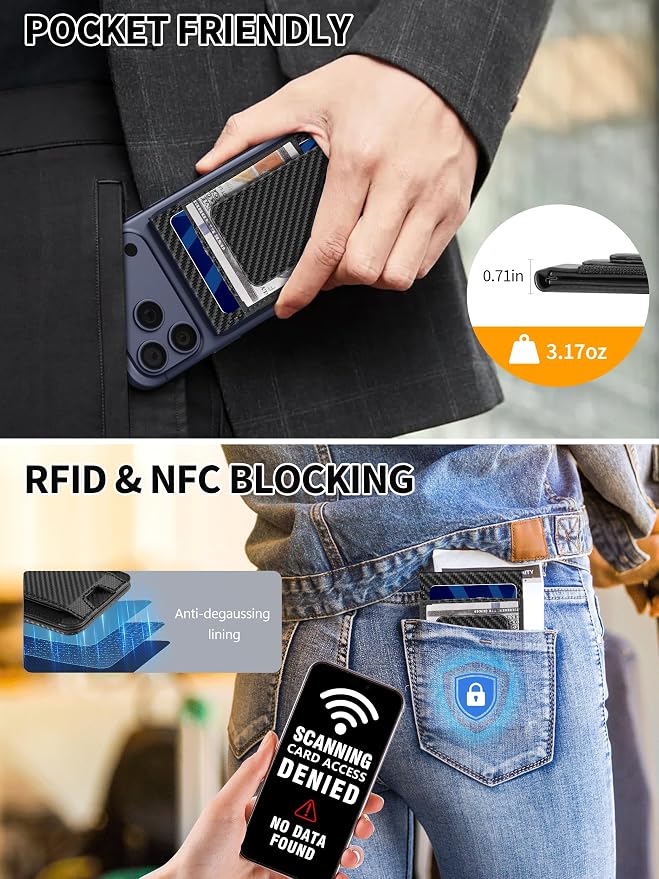 TopMade for MagSafe Wallet with Money Clip Strongest Magnetic Card Holder for iPhone 17/16/15/14/13/12 Series for iPhone Wallet with Adjustable Stand ID Window RFID Blocking Black