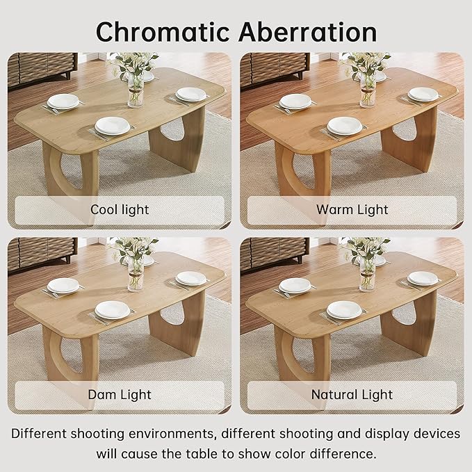 Morden Fort Modern Dining Table Set for 6, 68'' Rectangle Dining Table with 6 Chairs, Kitchen Table with Pedestal Base, Dinner Table for Dining Room, Kitchen, Living Room (Natural)
