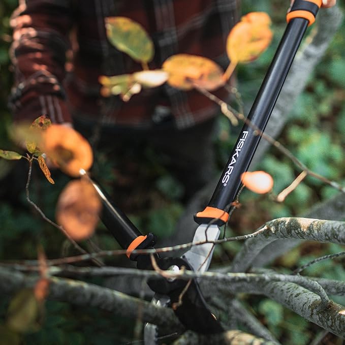 Fiskars Bypass Lopper, Lightweight Tree Pruning Tool, Rust Resistant and Low Friction Coating, SoftGrip Handle Control with Shock-Absorbing System, 24"