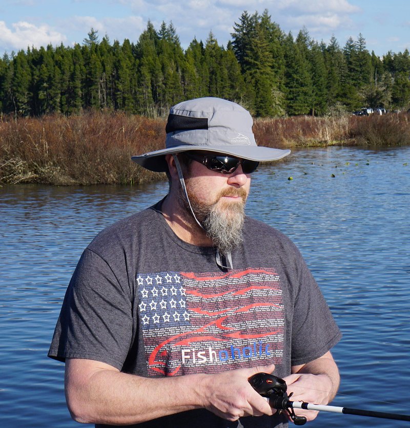 Fishoholic Fishing Hat - UPF50+ Sun Protection Wide Brim Bucket Hat with Straps