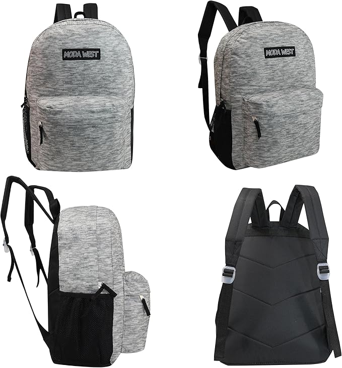 12-Pack 17” Sport Backpacks with 50 Piece School Supplies Kits - Pens, Pencils, Crayons – Bulk Bundle for Elementary, Middle, and High School Students, 12 Assorted Styles
