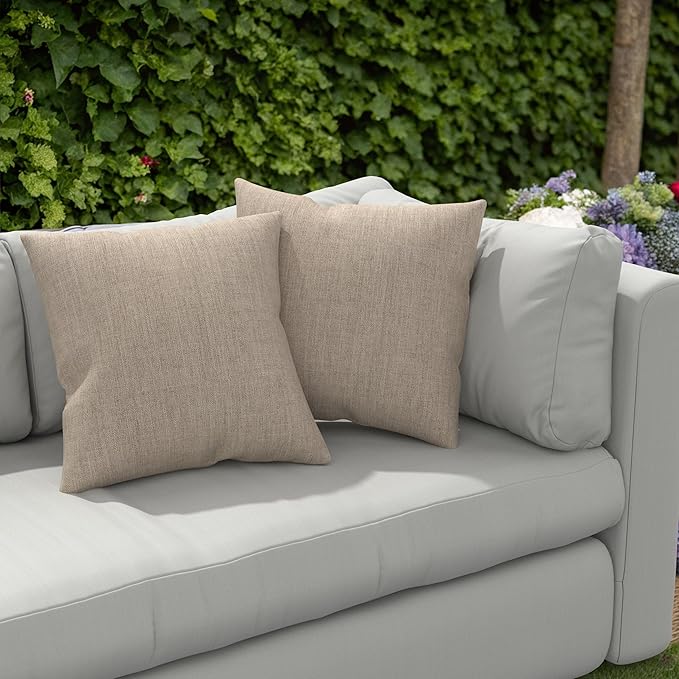 Covers & All Sunbrella Outdoor Throw Pillows, Pack of 2 Water Resistant & UV Fade Resistant Premium Square Throw Pillows (Inserts with Covers) for Indoor & Outdoor Use,20" x 20" Cast Ash