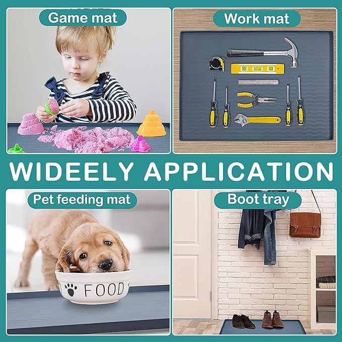URMONA Waterproof Silicone Under Sink Mat 31'' x 19'' Shelf Liner for Kitchen and Bathroom, Cabinet and Counter Protector, Storage and Organizers, Litter Mat, Pet Cat Puppy Essentials(Khaki)