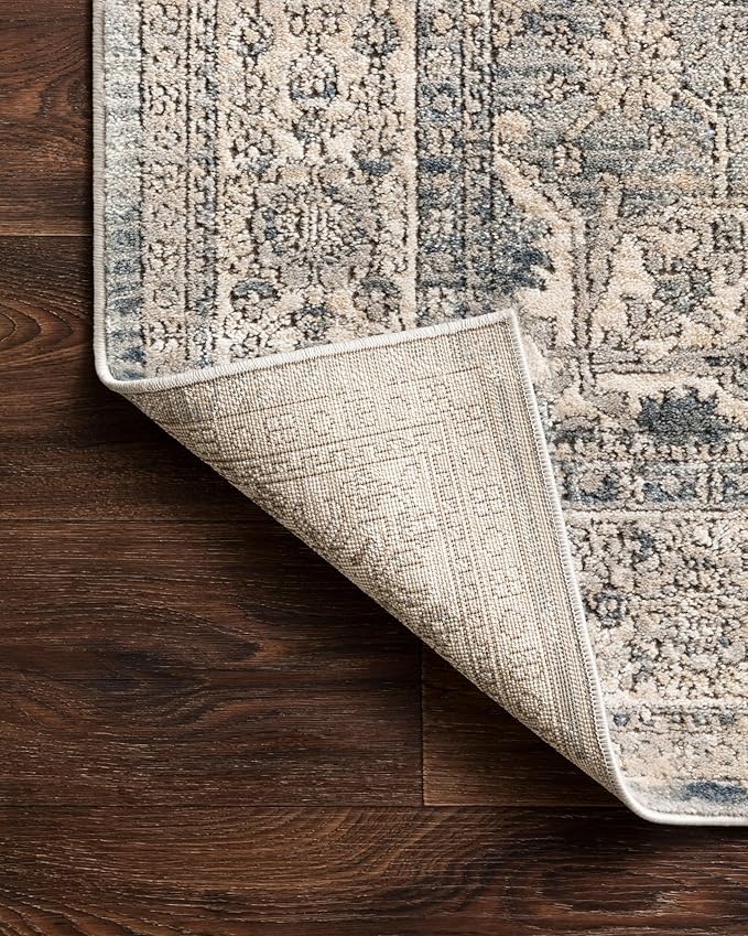 Loloi Teagan Collection TEA-04 Sky/Natural 2'-8" x 7'-6" Runner Rug, Large, Soft Neutral Rug, High-Traffic for Living Room, Bedroom, Home Office, Dining Area