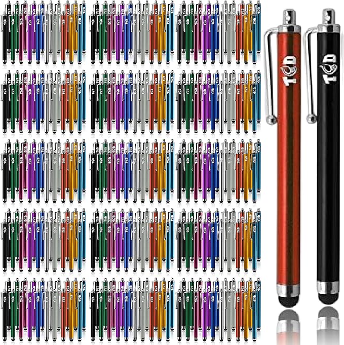TCD 100 Pack Stylus Pen for iPad High Precision Universal Capacitive Bulk Digital Stylus Pen – Compatible w/iPhone Tablet Touchscreen Laptop – Rubber Tip Black Styluses for All Touch Screen Devices