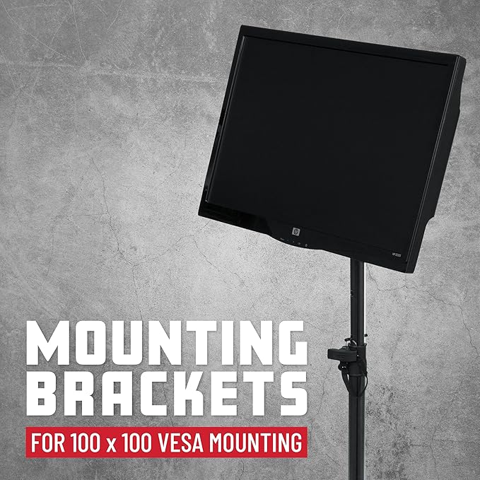Gator Frameworks Adjustable Multi-Media Gear Stand Featuring 100x100 Vesa Mounting Brackets | Ideal for Laptops, Small Production Samplers, and More, Min/Max Height - 28"/44.5" (GFW-UTL-MEDIATRAY1)