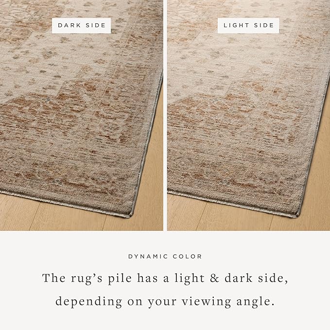 Loloi Magnolia Home by Joanna Gaines Junie Collection JUE-04 Natural/Clay 5'-3" x 5'-3", .38" Pile Height, Round Area Rug