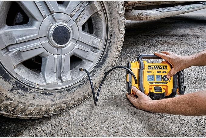 DEWALT Tire Inflator Portable Air Compressor 20V MAX, Car Air Pump with Automatic Shut Off, LED Light, Tool Only (DCC020IB)