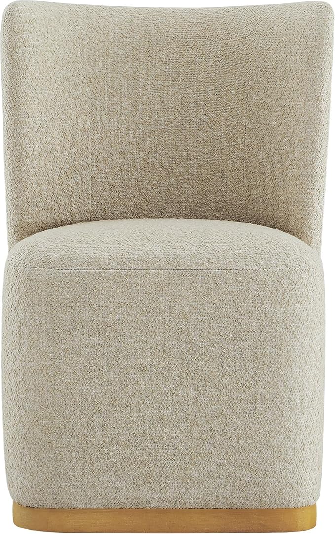 CHITA Upholstered Rolling Dining Chair on Casters Set of 2, FSC Certified Modern Fabric Dining Chair with Casters, Boucle Dining Chairs for Reading Room Waiting Room Kitchen Dining Room, Oatmeal