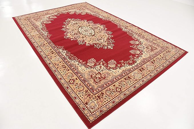 Unique Loom Reza Collection Traditional Persian Style Area Rug, 6 x 9 ft, Burgundy/Ivory