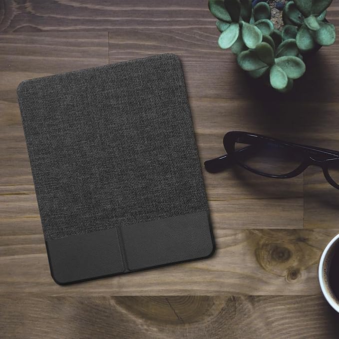 kwmobile Case Compatible with Apple iPad Pro 13 (2024) - Case PU Leather and Canvas Cover with Stand Feature - Anthracite/Black