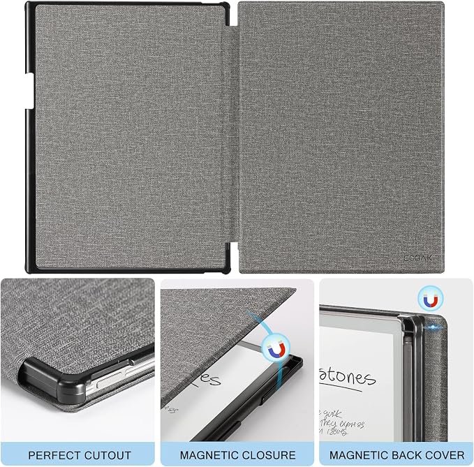 CoBak Stand Case for Remarkable Paper Pro Tablet 11.8 with Hand Strap | Auto Sleep/Wake Folio Lightweight Protective Cover with Pen Holder and Nibs Holder for 11.8 inch 2024 Released (Notebook)