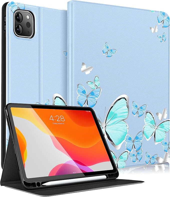 Uppuppy for iPad Pro 12.9 Case Kids Folio PU Leather Cover with Apple Pencil Holder Auto Sleep/Wake Adjustable Angles for iPad Pro 12.9 6th/5th/4th/3rd Gen Sun Moon Black