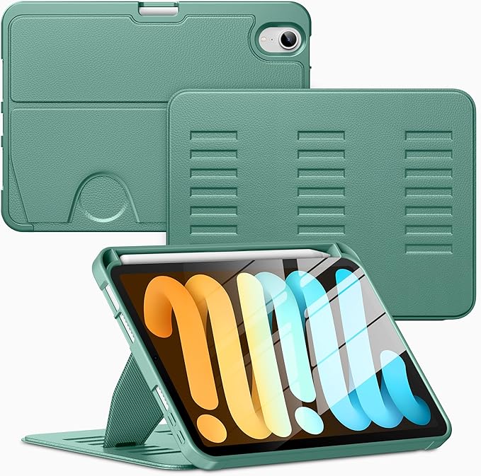 VIKESI Case for iPad mini 7 (A17 Pro) and iPad mini 6Multiple Angles Magnetic Stand CoverShockproof Soft BackPencil Holderand Auto Sleep/WakeBlack