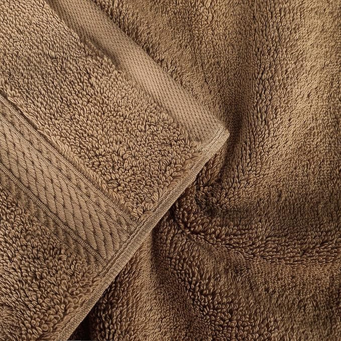 SUPERIOR Egyptian Cotton Pile 9 Piece Towel Set, Includes 3 Bath, 3 Hand, 3 Face Towels/Washcloths, Ultra Soft Luxury Towels, Thick Plush Essentials, Guest Bath, Spa, Hotel Bathroom, Latte