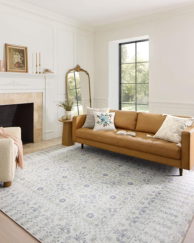 Loloi Rifle Paper Co. Maison Collection MAO-03 Rosette Ivory 5'-0" x 7'-6", .19" Pile Height, Area Rug