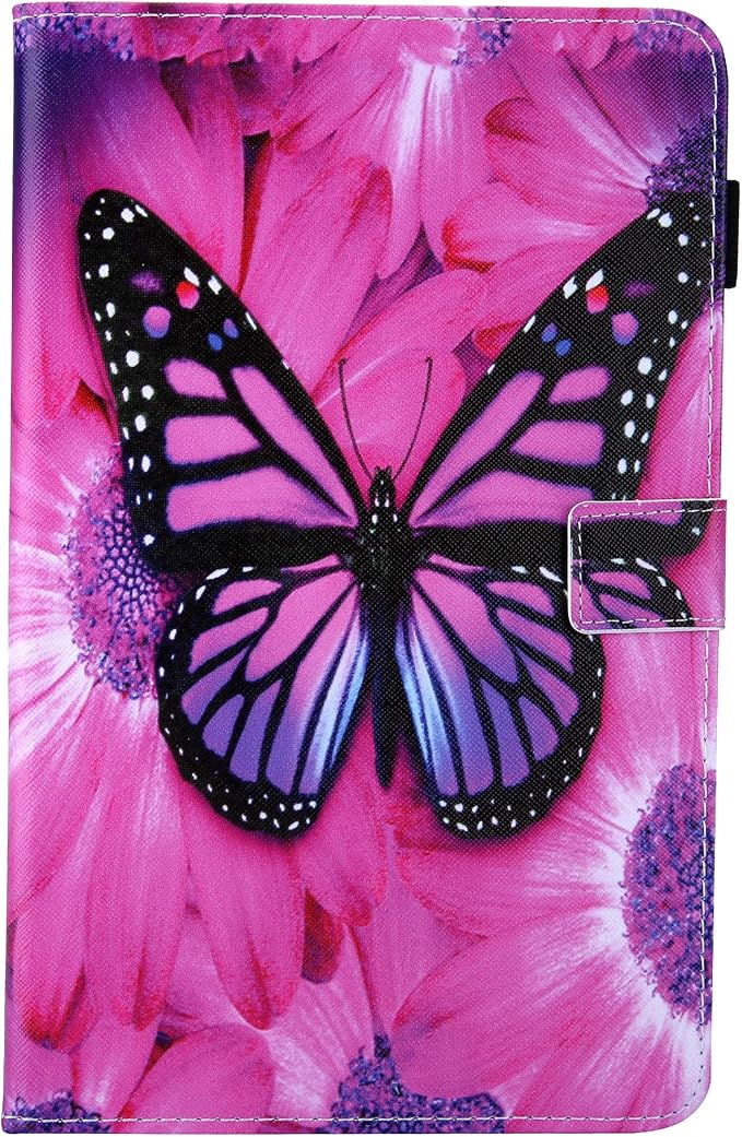 for Galaxy Tab A 8.4 Case 2020 Model (SM-T307/T307U) with Pencil Holder Pockets Multi-Angle Viewing Folio Stand PU Leather Shockproof TPU Cover for Samsung Tab A 8.4 T307 Black Rose Flower