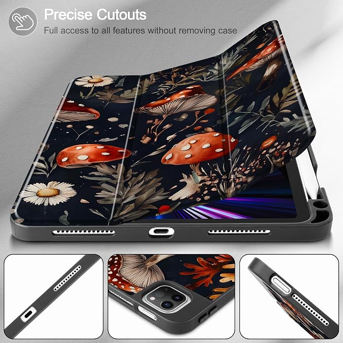 May Chen Case for iPad Pro 11 inch (4th 3rd 2nd &amp 1st Gen) 2022 2021 2020 2018 Trifold Stand + Pencil Holder + Auto Wake/Sleep + Soft TPU Protective Stand Back Cover Abstract Floral