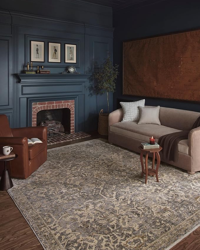 Loloi Magnolia Home by Joanna Gaines Junie Collection JUE-01 Blue/Natural 9'-6" x 9'-6", .38" Pile Height, Round Area Rug