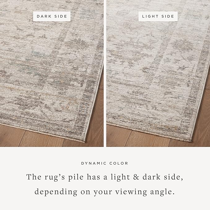 Loloi Magnolia Home by Joanna Gaines Millie Collection MIE-01 Silver/Dove 2'-7" x 8'-0", .25" Pile Height, Runner Rug