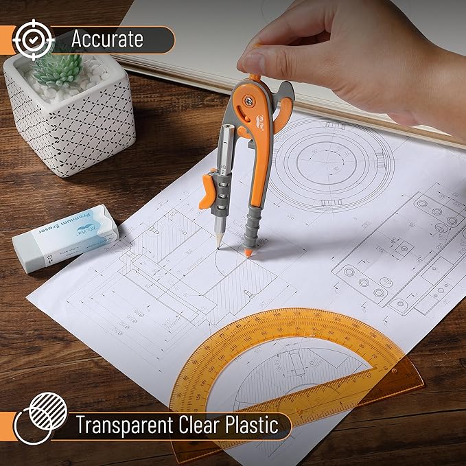 Mr. Pen- Compass and Protractor Set, Math Compass for Geometry and Drawing