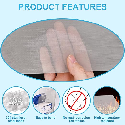 4 Pcs 13x9 120 Mesh 304 Stainless Steel Wire Mesh Sheet, Rustproof Metal Mesh