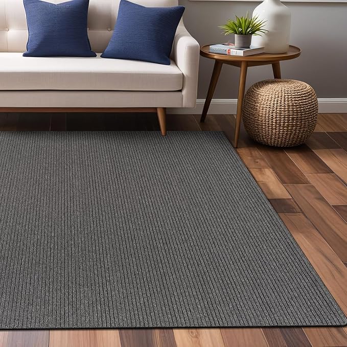 Non Slip Gray Solid Rubber Back Thing Rug for Living Room 3x5 Area Rugs for Kitchen, Rugs for Bedroom, Stain Resistant Easy Cleaning Non Shedding Carpet Gray 3 x 5