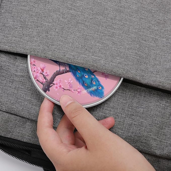 Peacock Cherry Flowers Wireless Charger Portable Charging Pad | LightweightAll Smartphone